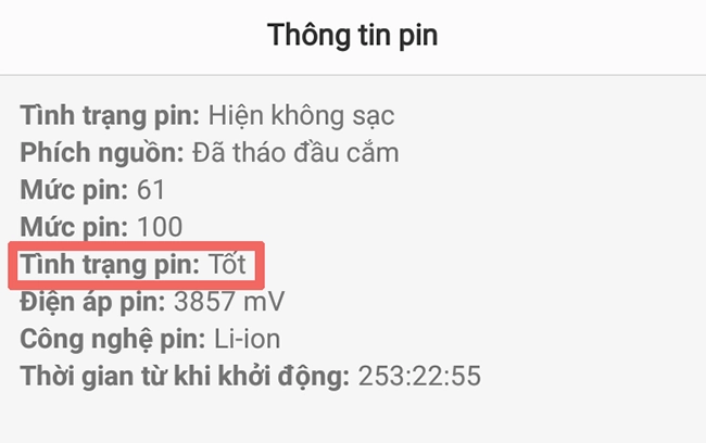 Kiểm tra tình trạng Pin Samsung