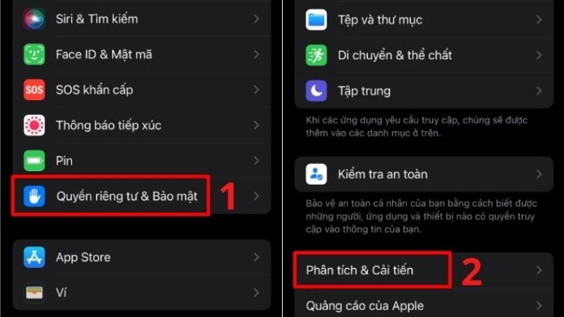 Tìm mục Phân tích & Cải tiến trong Quyền riêng tư & Bảo mật Tìm mục Phân tích & Cải tiến trong Quyền riêng tư & Bảo mật